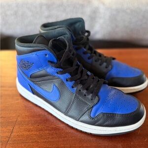 Nike Air Jordan 1 Mid - Black and Royal Blue Men’s 10.5